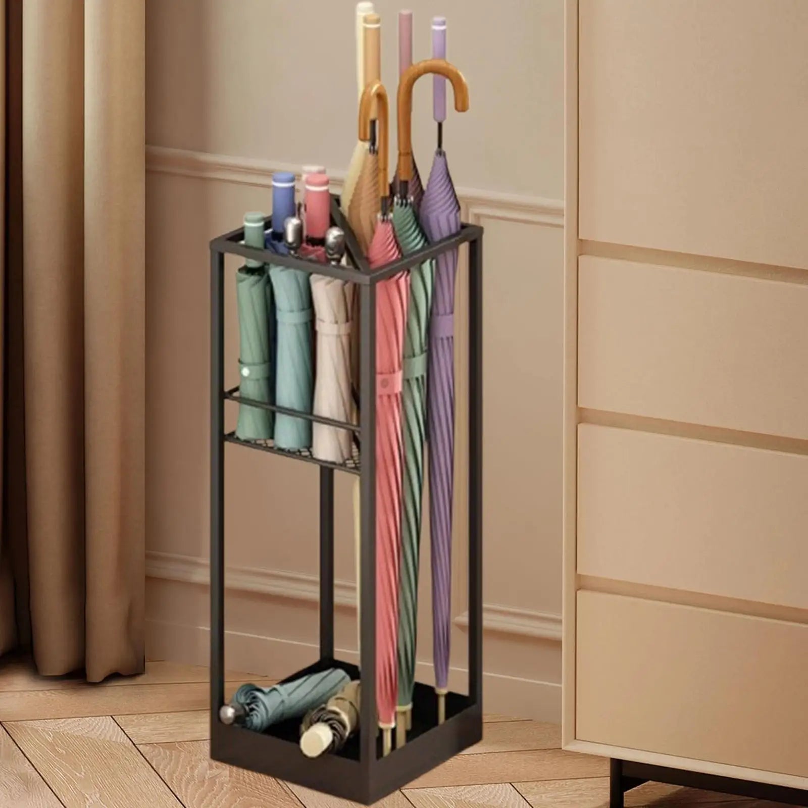 Umbrella Stand Umbrella Organizer Convenient Portable Organizer Container Large Umbrella Hollow Storage Rack Holder Space Saving Zpaxo black