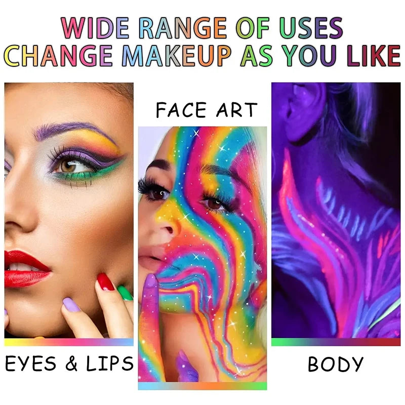 10 Colors UV Luminous Face Body Paint Palette Makeup Non-toxic Zpaxo
