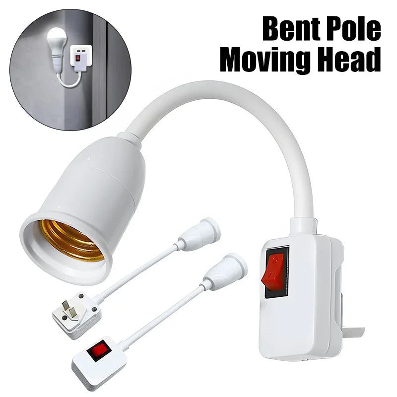 Stainless Steel E27 Lamp Base Adjustable Flexible Bend Switch EU US