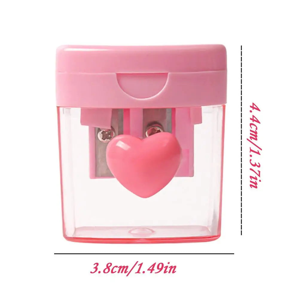 Cartoon Pencil Sharpener Double Hole Pencil Cutter Tool Pencil Sharpening Tool Student Stationery Simple School Office Supplies Zpaxo Pink