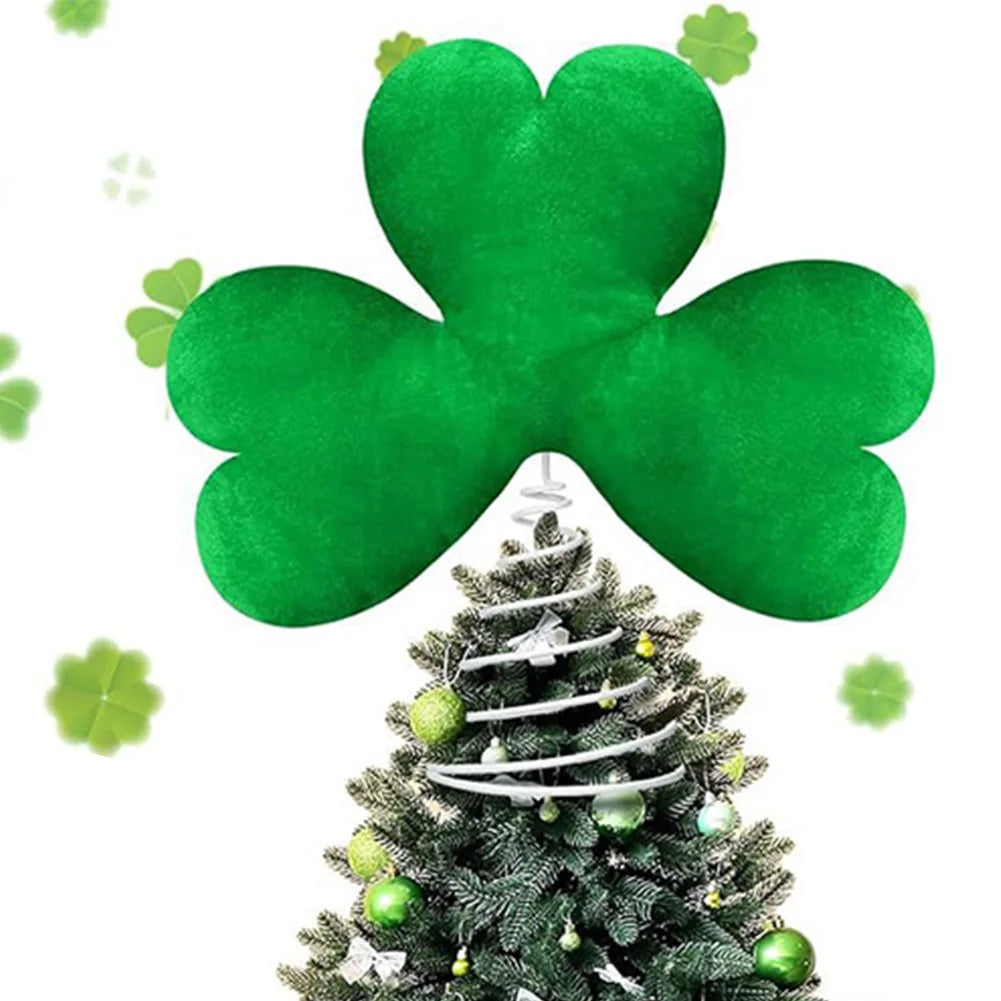 St Patricks Day Tree Topper Metal Base Lucky Shamrock Clover