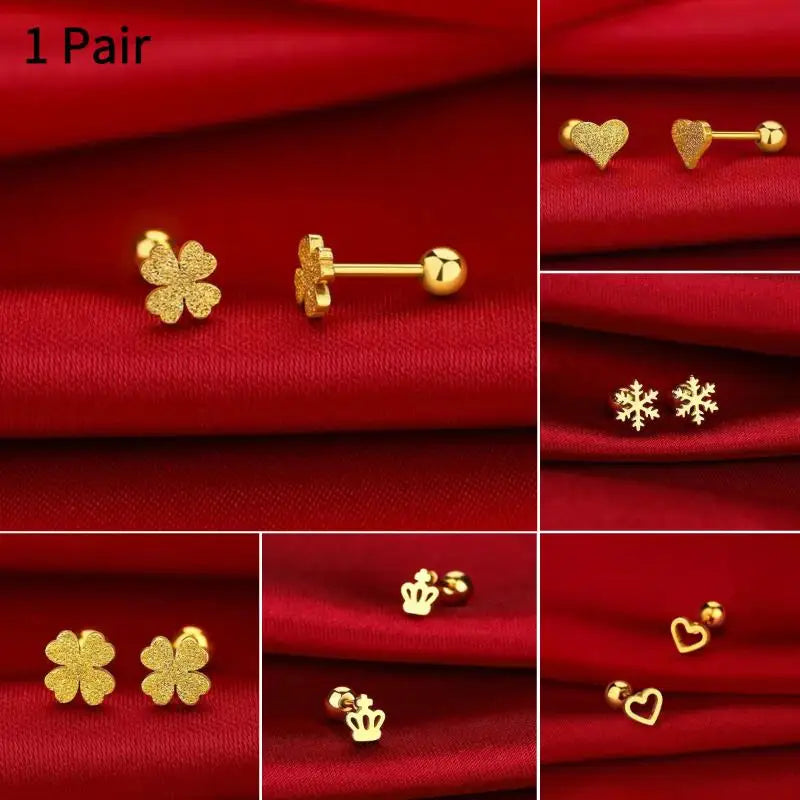 Fashion Stainless Steel Frosted Four-leaf Clover Stud Earrings Women Zpaxo