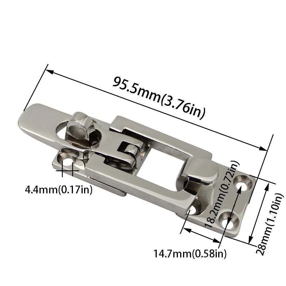 Lockable Door Lock Catch Silver Finish Anti-Rattle Design Anti-Rattle Fastener Marine Grade Marine Hardware Marine Application Zpaxo