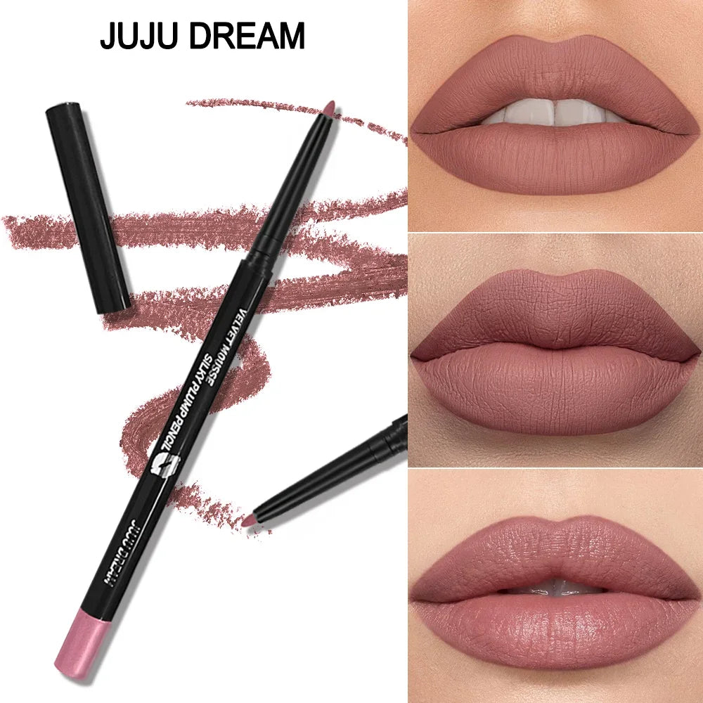 Waterproof Matte Lipliner Pencil Red Contour Tint Lipstick Long Lasting Non-stick Cup Moisturising Lips Makeup 5 Colors Zpaxo
