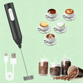 3 Speeds USB Rechargeable Mini Milk Frother Electric Coffee Foam Maker Handheld Egg Beater Mixer Blender Zpaxo black-h
