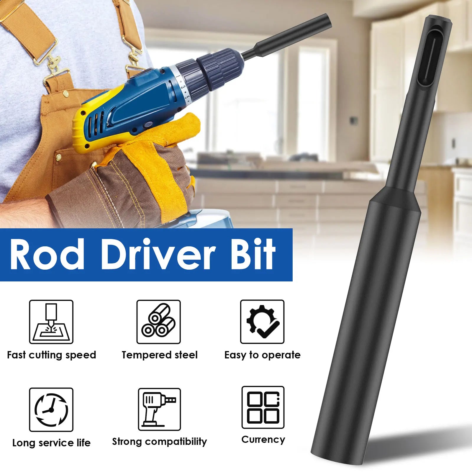 Ground Rod Driver SDS Plus Bit with Rotary Hammer Drill Bits Tool Accessories for 5/8 3/4 Inch Hardened Earth Driving Rod Work Zpaxo