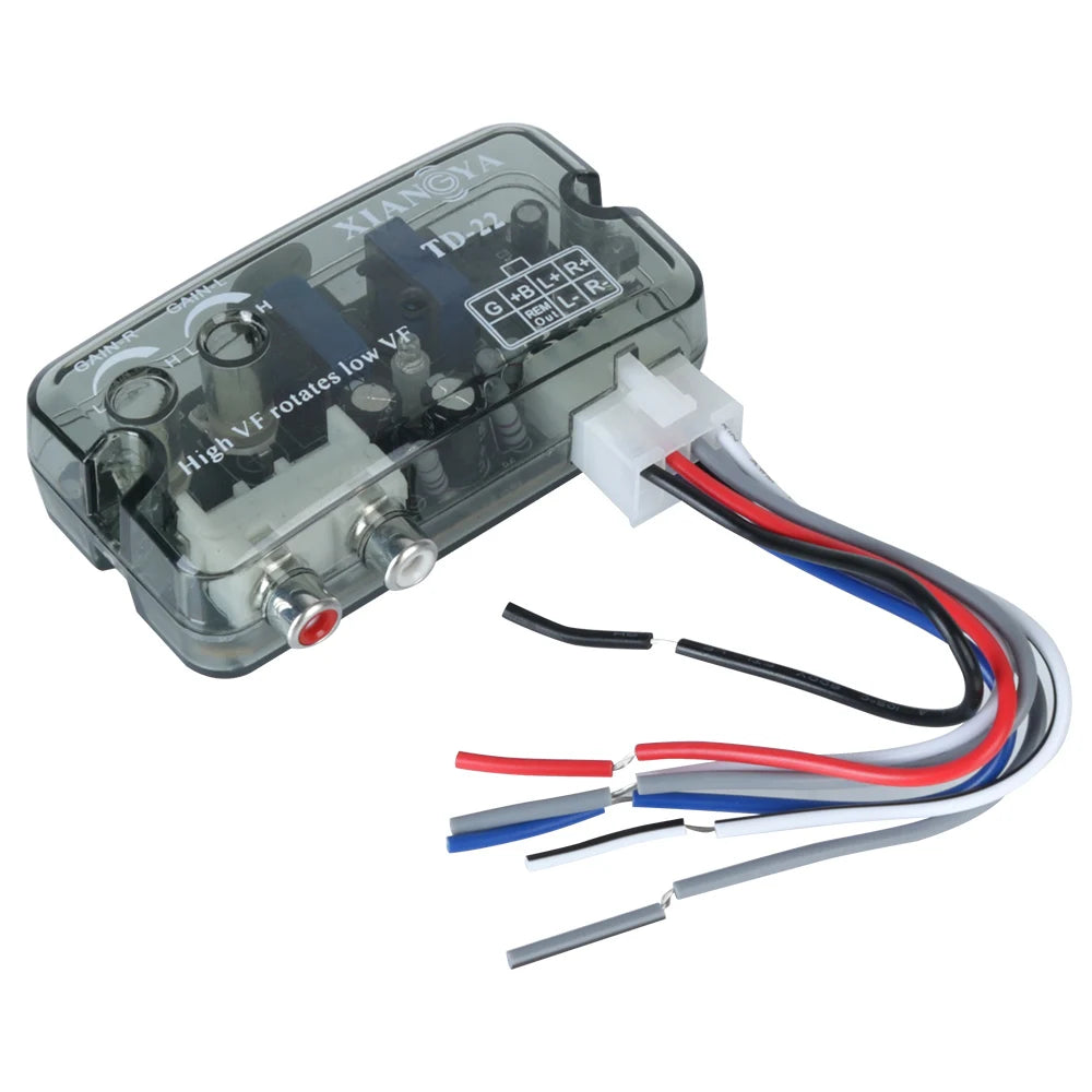 12V Converter Adapter Adjustable Frequency Line Car Subwoofer Stero Radio Converters Auto Car Audio Converter RCA Stereo Zpaxo transparent
