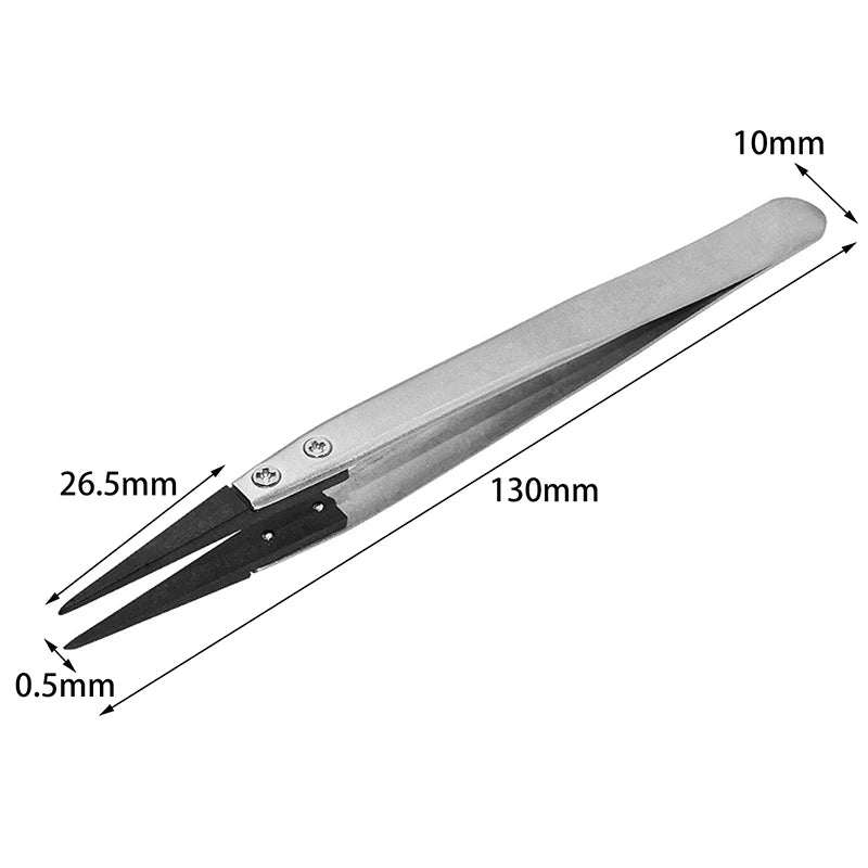 Durable Plastic-tipped Tweezers Antistatic Safety Interchangeable Zpaxo Black