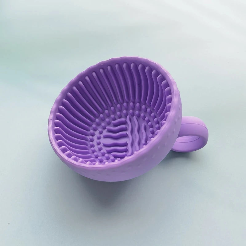 Silicone Makeup Brush Cleaner Bowl Foundation Makeup Brush Scrubber Board Pad Make Up Washing Brush Gel Cleaning Mat Hand Tools Zpaxo Purple
