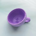 Silicone Makeup Brush Cleaner Bowl Foundation Makeup Brush Scrubber Board Pad Make Up Washing Brush Gel Cleaning Mat Hand Tools Zpaxo Purple