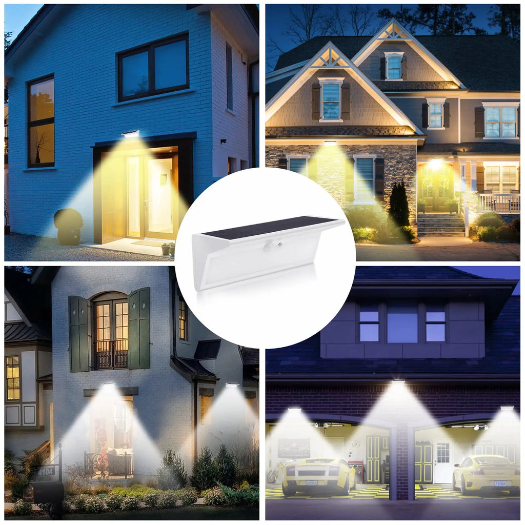 Outdoor Solar Light Waterproof Motion Sensor LED 4 Modes Garden Wall Security Lighting for Yard Patio Fence Street Zpaxo
