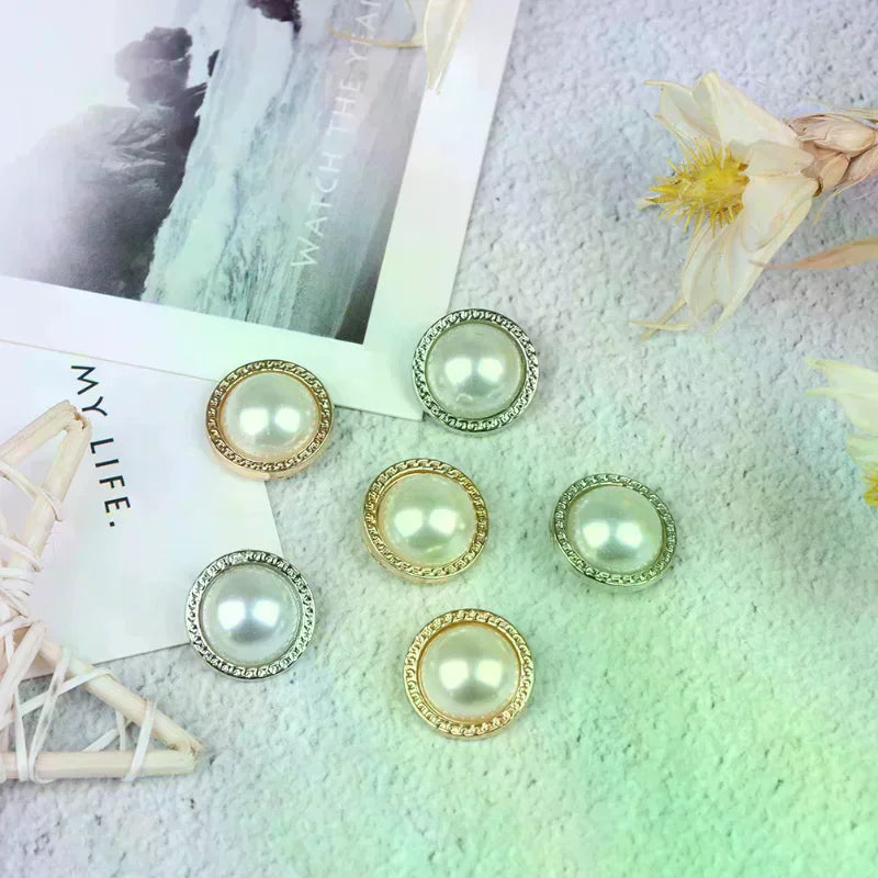 DIY Craft Decoration Pearl Metal Shank Buttons for Sewing Scrapbooking 10pcs Zpaxo