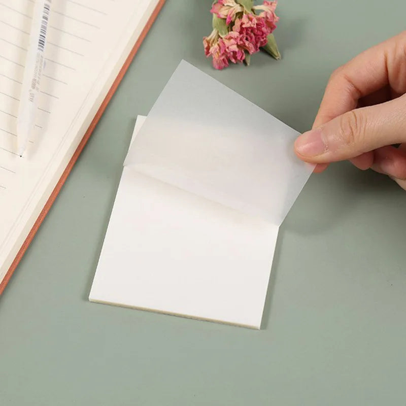 50pcs Transparent Sticky Note Pads Self-Adhesive Memo Notepad Perspective Stickers For School Office Supplie Stationery Stickers Zpaxo