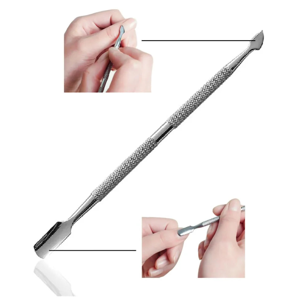 Stainless Steel Cuticle Pusher Small Compact Textured Appearance Nail Zpaxo