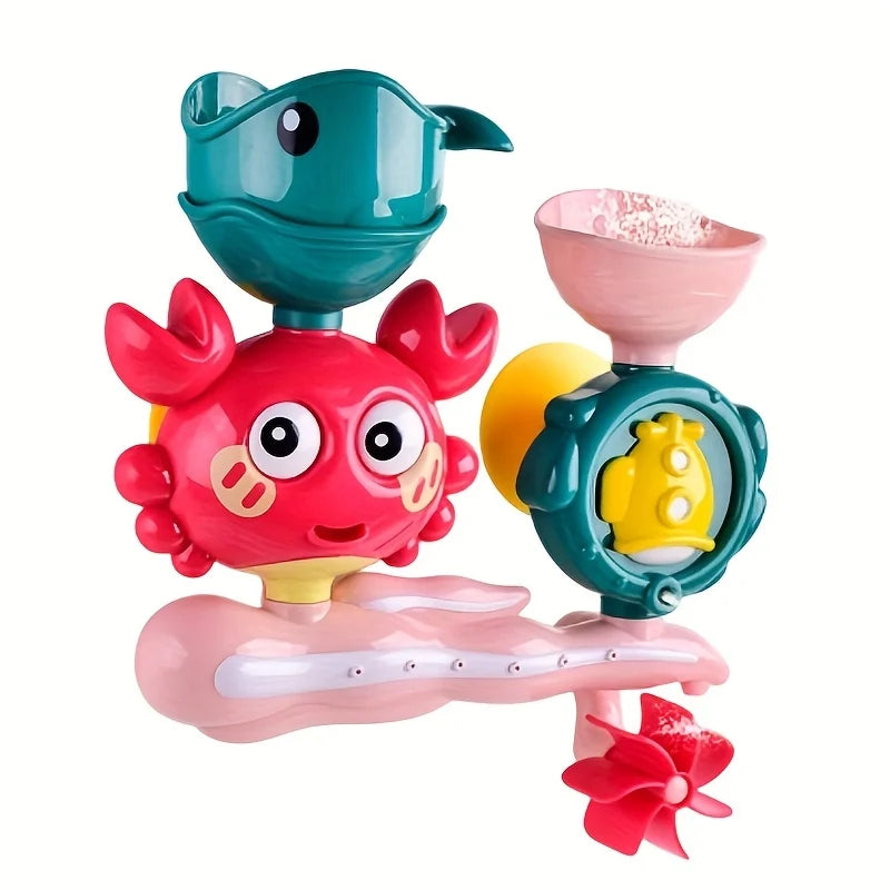 Interactive Bath Toy Rotating Water Wheel Suction Cup Non-toxic ABS