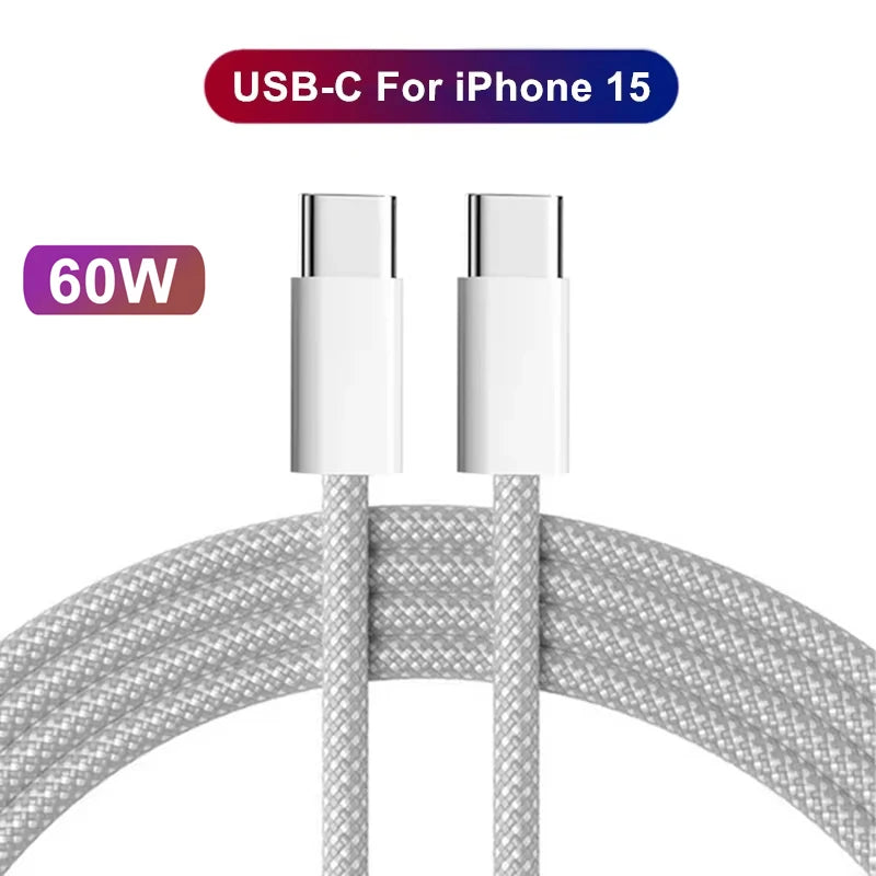 USB C Cable For Apple iPhone 17 16 15 Pro Max PD 60W Fast Charging Cable For Huawei Xiaomi Samsung USB C Data Line Accessories Zpaxo