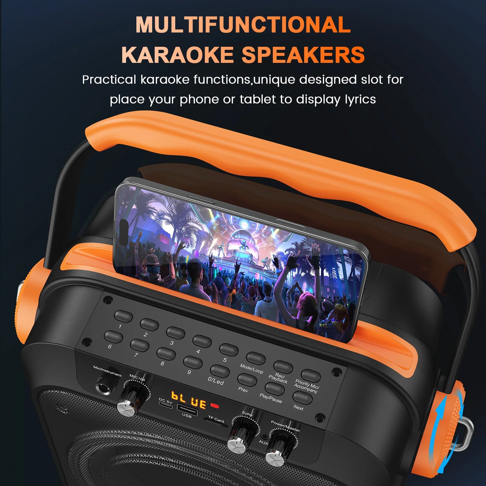 Karaoke Machine 2Microphones Portable Bluetooth Speaker 6 8