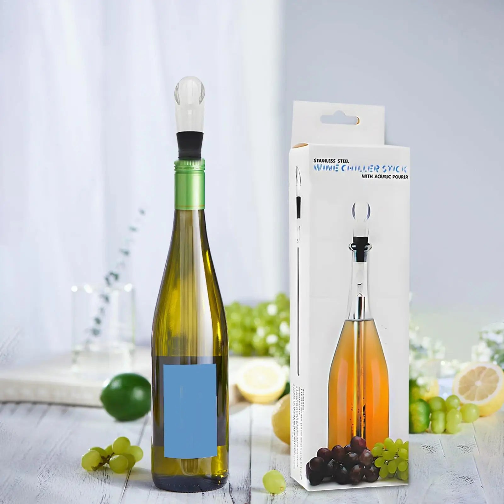 Wine Bottle Chiller Stick Iceless Cooler Stainless Steel Stopper