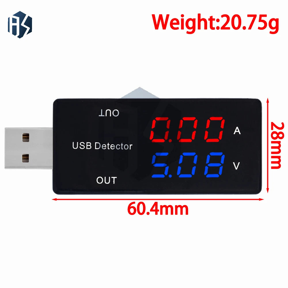 Red Blue Dual USB Charging Detector Tester Voltage Current Battery Zpaxo