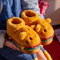 Women Cute Cartoon Hamburger Slippers Winter Warm Soft Plush Fluffy