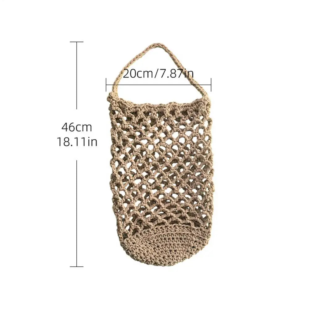 Wicker Weave Storage Basket Wall-mounted Vegetable Basket Fruit Sundry Basket Kitchen Storage Home Decoration Organizer Zpaxo L