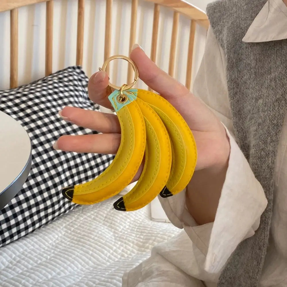 Cute Fashion Fruit Banana Keychain PU Banana Simulation PU Leather Pendant Waterproof Korean Style Fruit Key Ring Outdoor Zpaxo