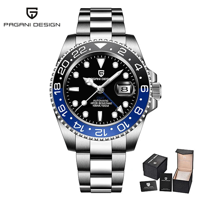 New GMT Watch PAGANI DESIGN 40mm Men Wristwatch Classic Luxury Mechanical Watches Top Brand 100M Waterproof Watches for Man 2026 Zpaxo black blue United States