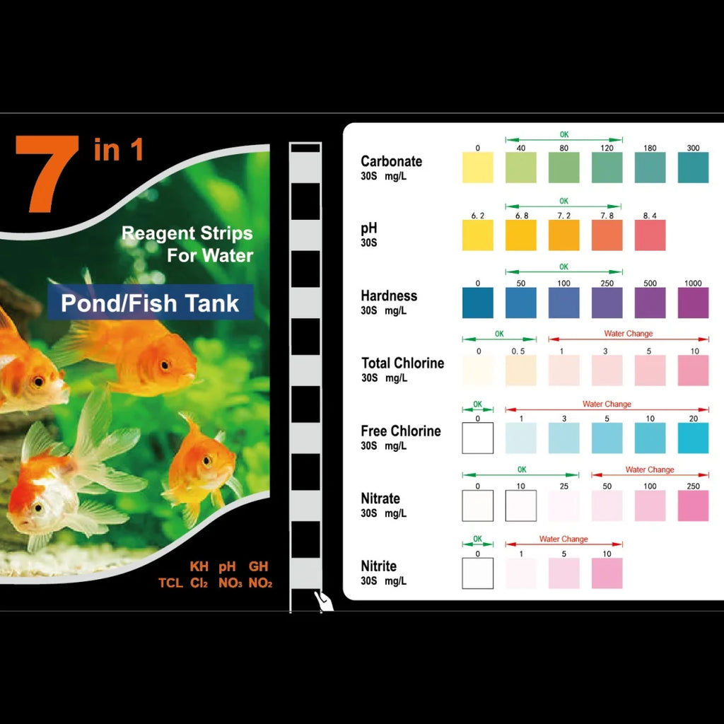 7-in-1 Aquarium Freshwater Ph Test Strips Easy-to-use Rapid Water
