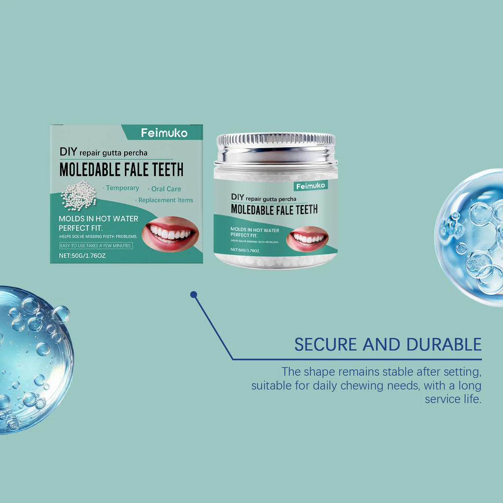 Temporary Denture Adhesive, Moldable Solid Dental Gel, Easy Convenient, Natural Comfortable Fit, Beautiful Perfect Teeth Zpaxo