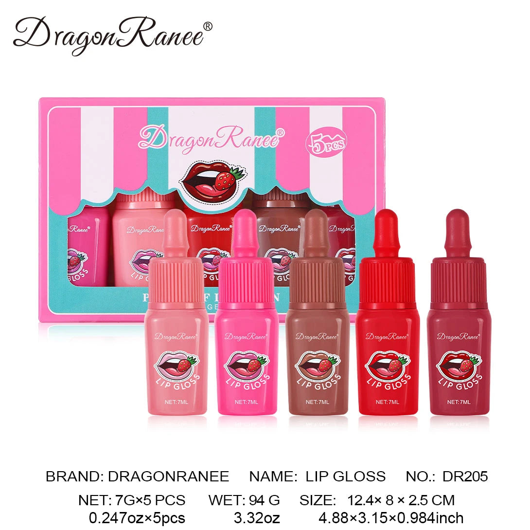 5Pcs/Set Lip Glaze Matte Set Holiday Gift Moisturizing, Waterproof, Sweat-Proof, Delicate, Long-Lasting, Non-Fading Lipstick, Daily Versatile Lip Gloss Set Zpaxo