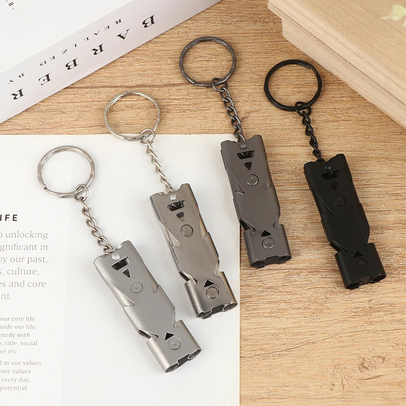 Decibel Stainless Whistle Double Tube Lifesaving Portable Emergency Zpaxo