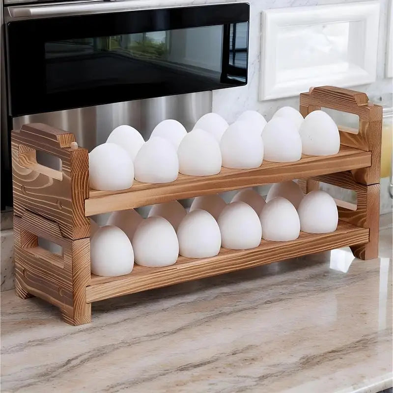 Counter Wooden Egg Holder Collecting Rack Wood Sorter Space Saving