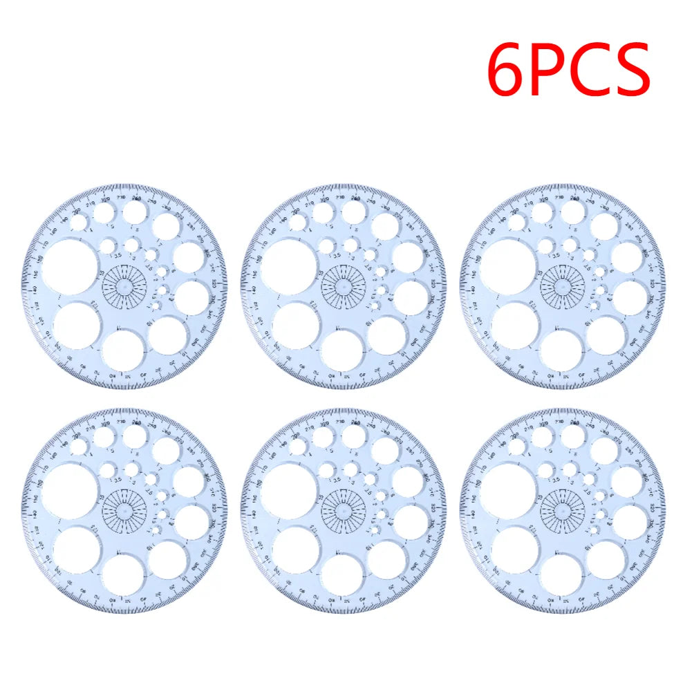 Multifunction Geometric Template Plastic Measuring Ruler Circles Zpaxo 6pcs