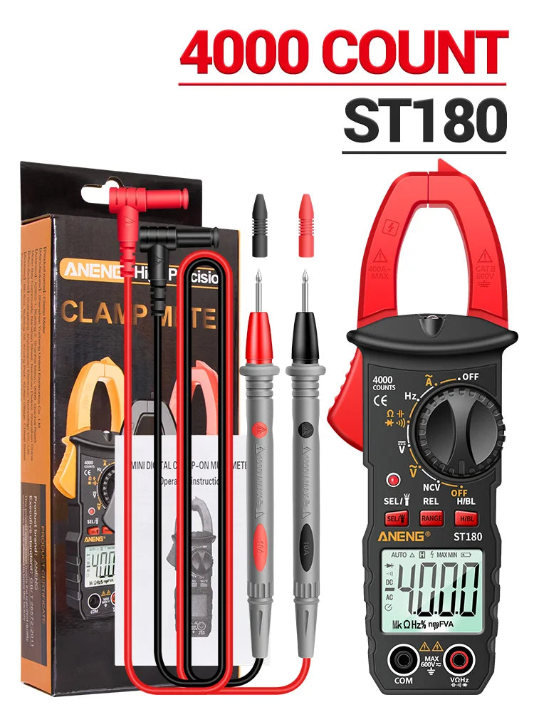 ANENG ST180 AC Current Multimeters 4000 Counts Digital Clamp Meters Zpaxo ST180 red