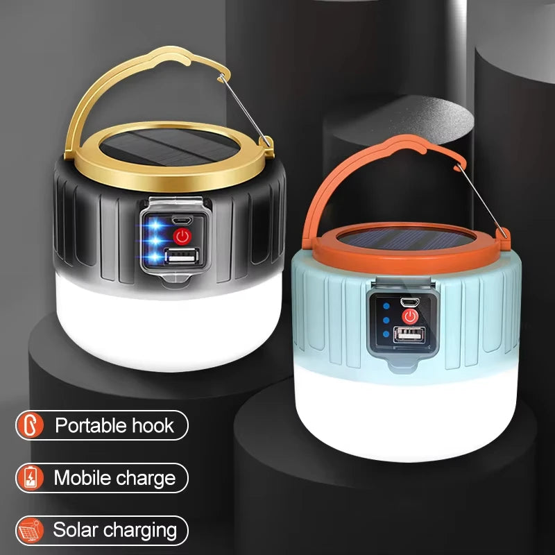 Solar LED Camping Lantern – Rechargeable Waterproof Portable