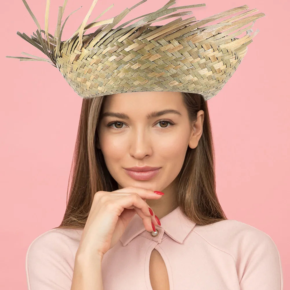 Hawaiian Straw Sun Hats Lightweight Beach Party Hat Outdoor Travel