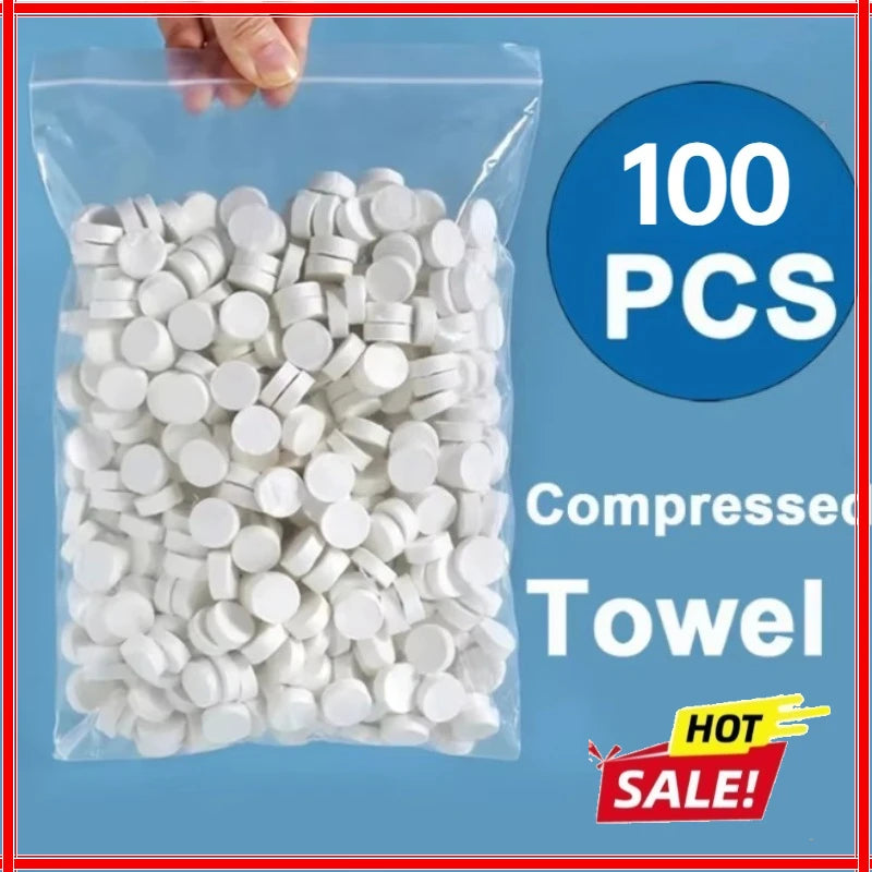 100PCS Compressed Towel Soft Disposable Coin Tissue Portable Mini Compressed Towel Absorbent Travel BBQ Outdoor Camping Zpaxo
