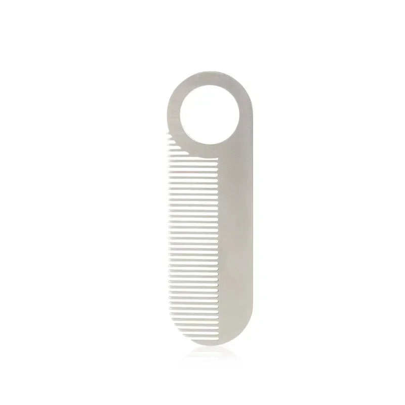 Stainless Steel Men's Beard Comb Portable Mini Oil Head Comb for Barber Mustache Care Shaping Tools Pocket Size Silver Hair Comb Zpaxo 1pc