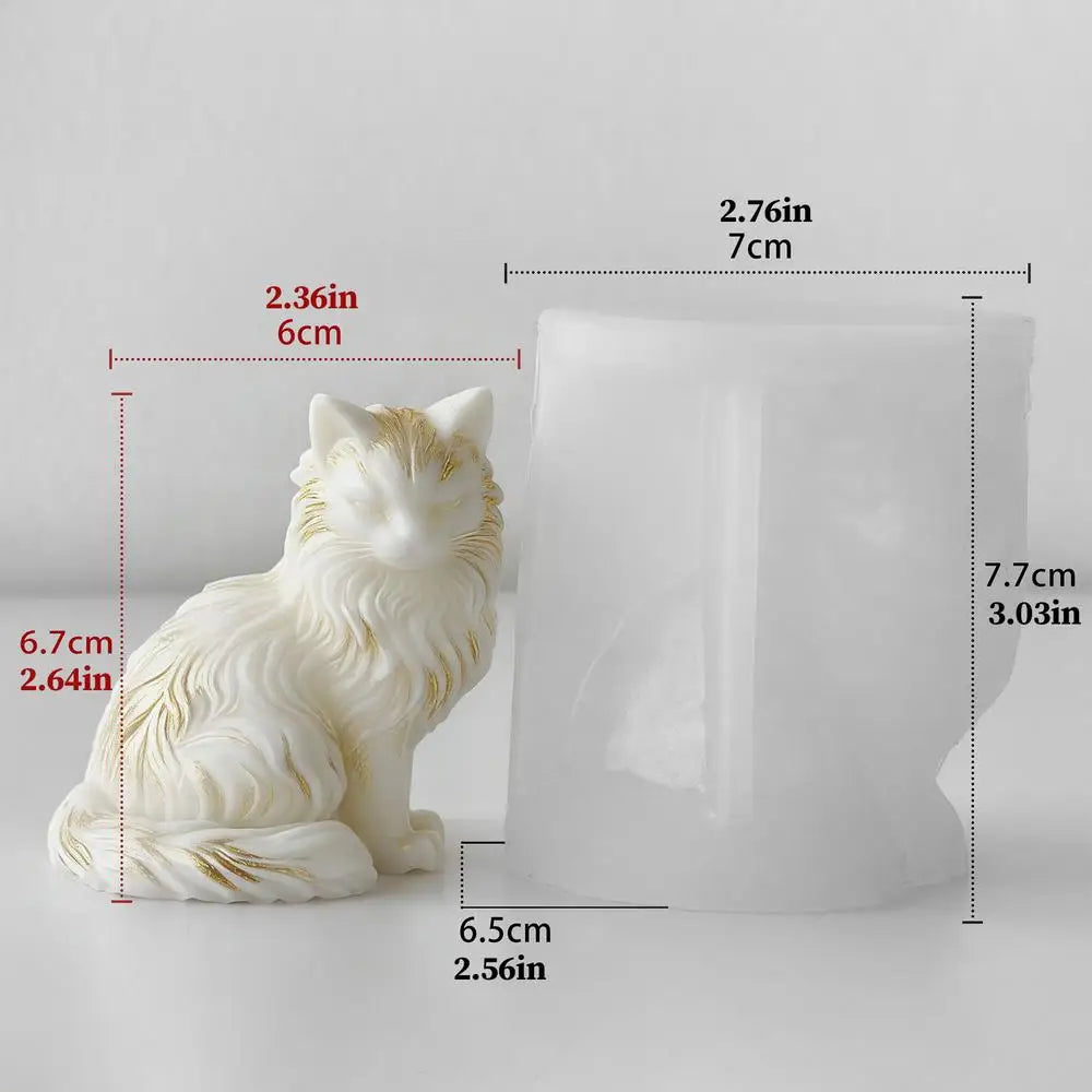 Cat Resin Mold Sitting Shape Concrete Cement Plaster Soap DIY Epoxy Zpaxo B