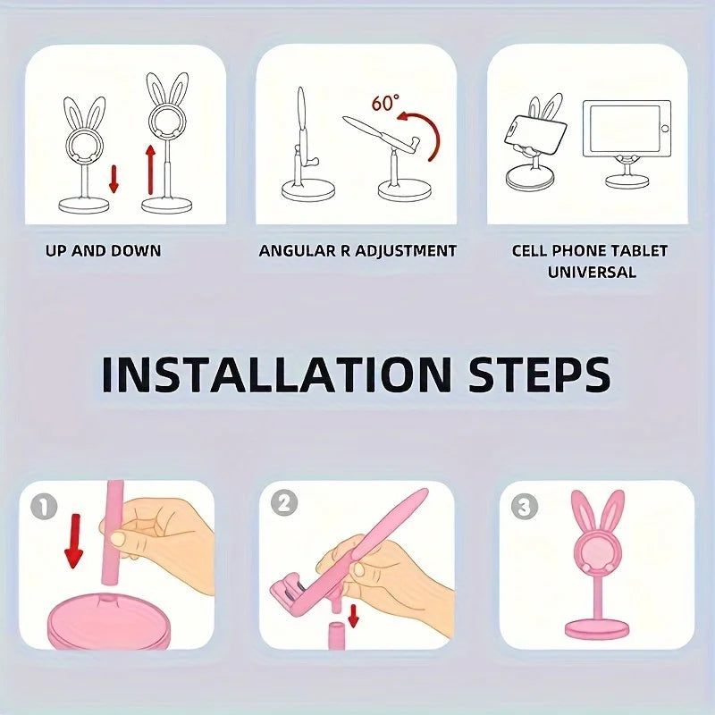 Telescopic Cartoon Rabbit Phone Stand Adjustable Tablet Flexible
