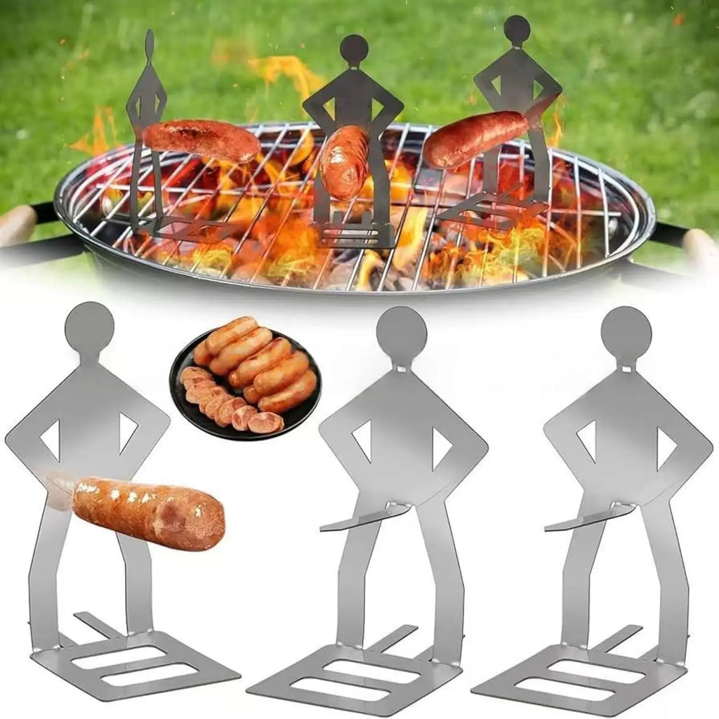 Stainless Steel Hot Dog Holder – Funny Sausage Grill Rack for BBQ