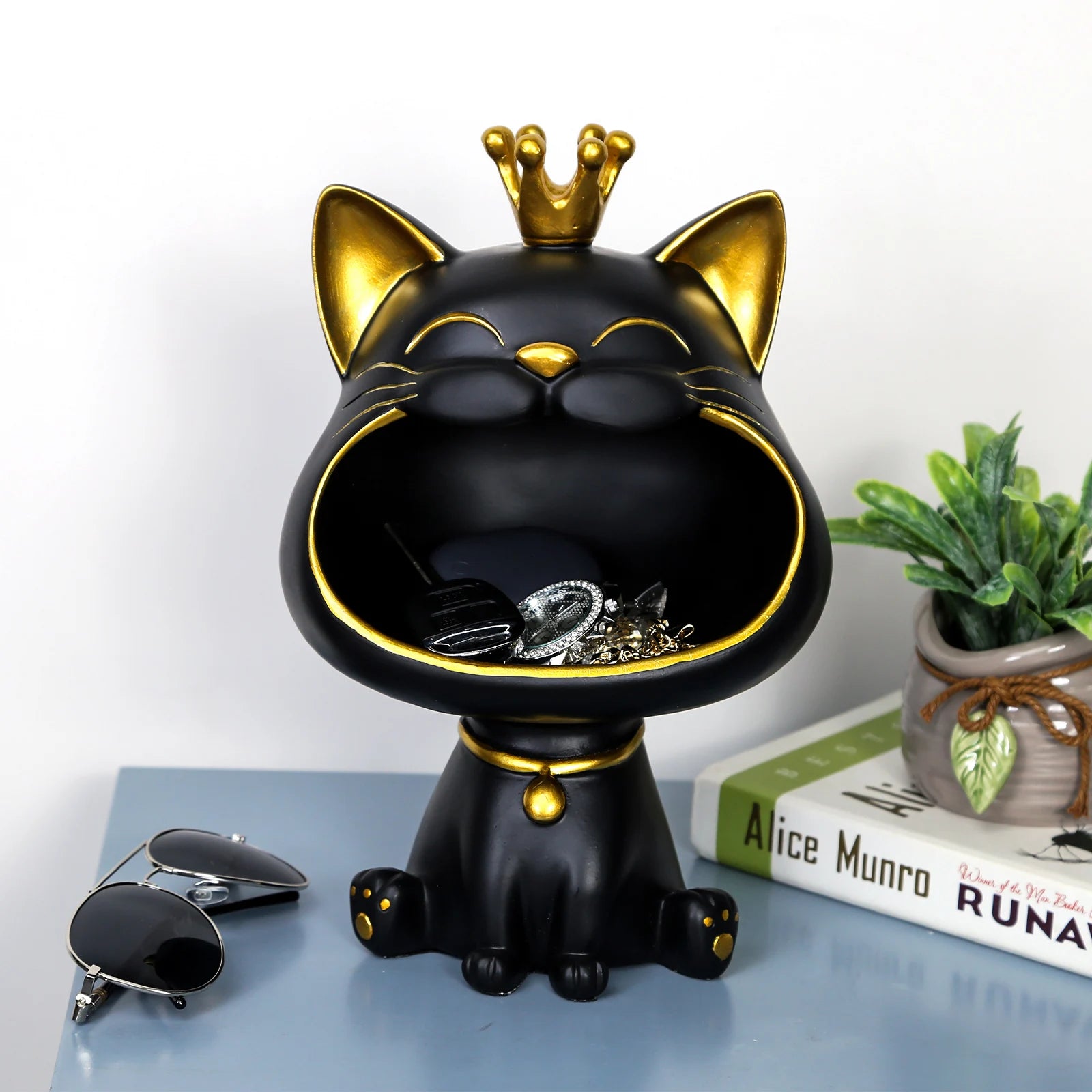 Cat Figurine Storage Box Creative Lucky Statue Decoration Cute Big Zpaxo