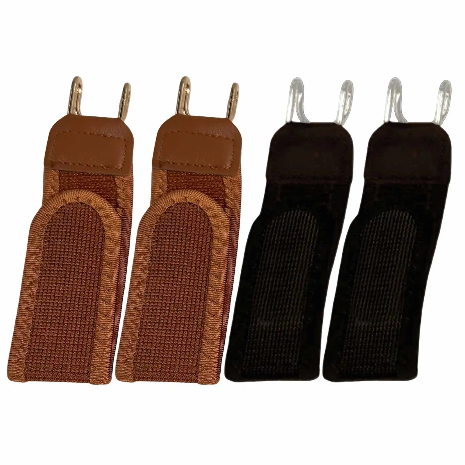 1/2/4PC Buckle-Free Elastic Waist Belt with Metal Hook Adjustable Invisible No-Buckle Design for Men Women Work Travel Outdoor ﻿ Zpaxo Brown and Black 4PCS