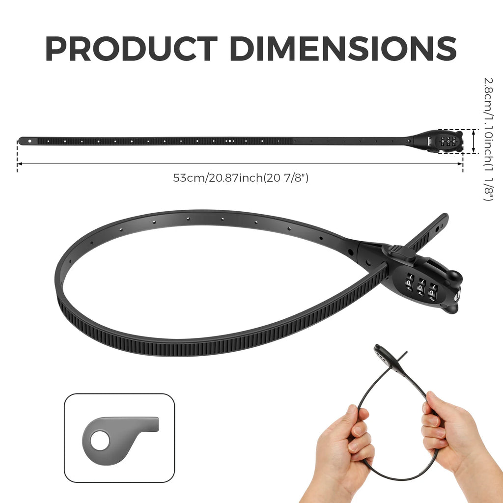 Cable Tie Helmet Lock 3 Digit Combination Steel Core Anti Theft Portable Zip Strap For Motorcycle Bicycle Scooter Luggage Skis Zpaxo Style 1 53cm