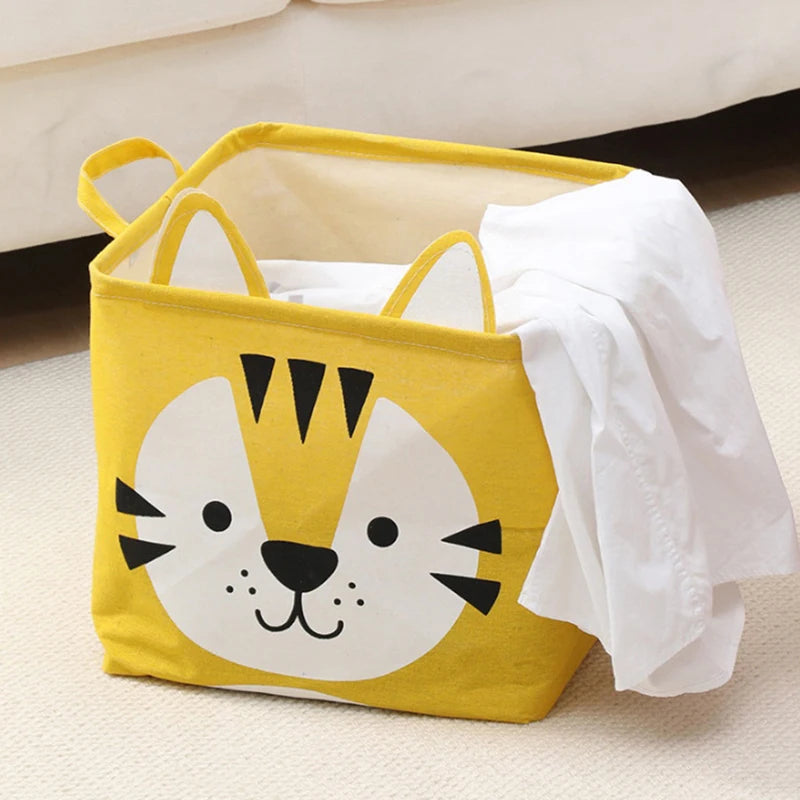 1Pc Multifunctional Storage Bag Cloth Cartoon Folding Toy Storage Box Dirty Clothes Basket Large Capacity Dustproof Zpaxo