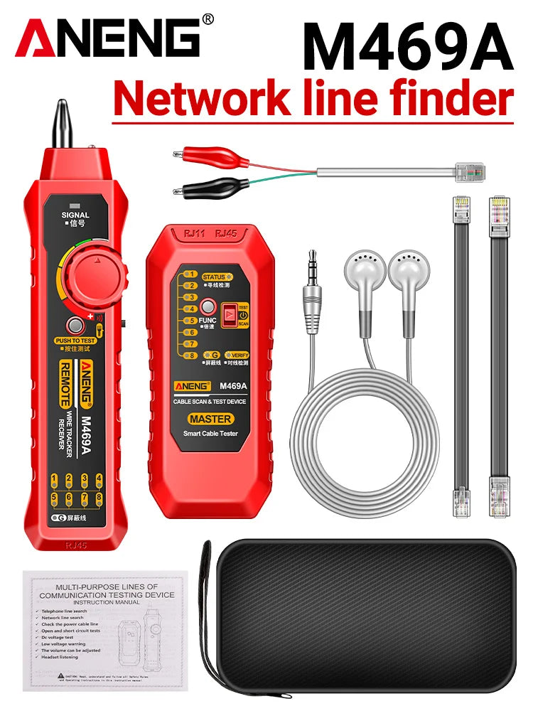ANENG M469A Repair Electrical Tools RJ45 RJ11 Telephone Network Cable Zpaxo M469A Red