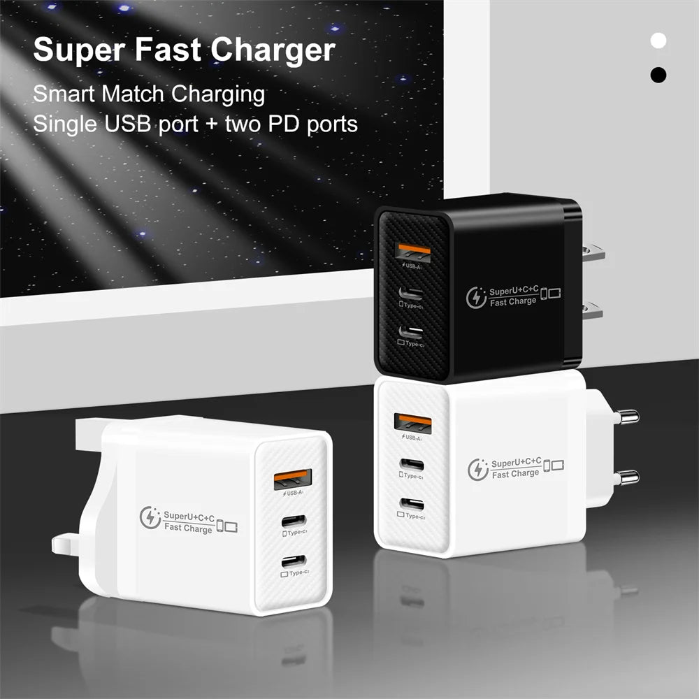 3-in-1 48W USB-C Fast Wall Charger – iPhone, Samsung, Android USB-C Wall Charger Zpaxo