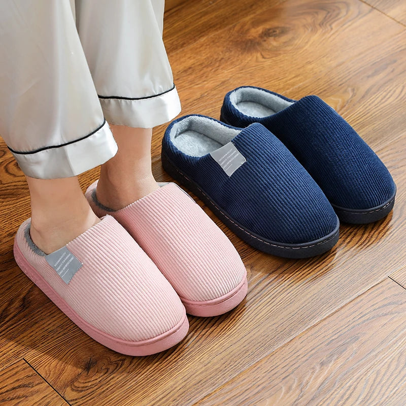 Winter Warm Fur Slippers Men Women Couples House Non-slip Soft Shoes