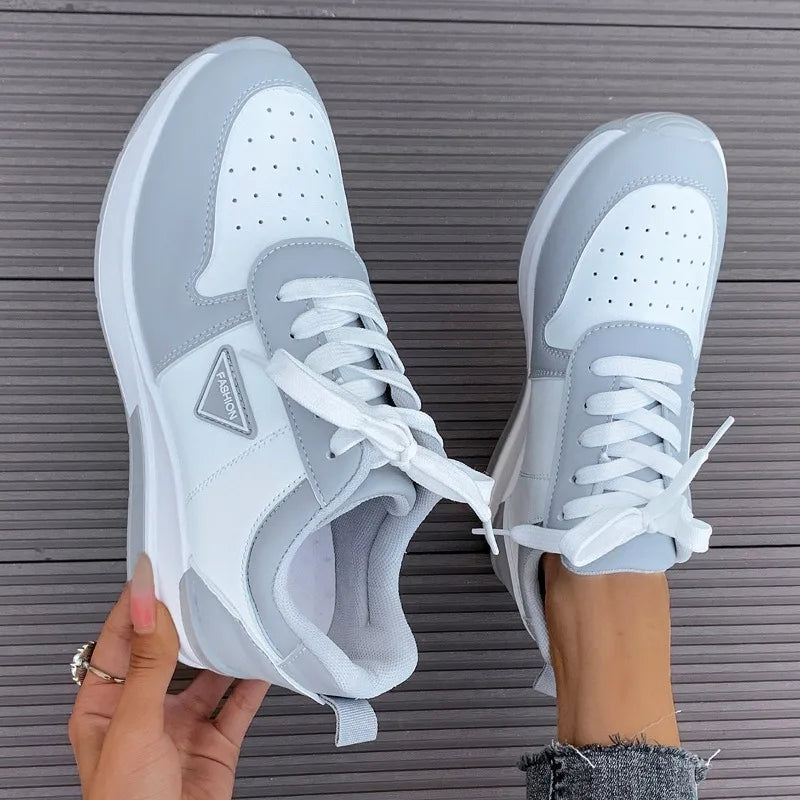 Women's Casual Breathable Lace-up Design Sneakers Spring Autumn Zpaxo GRAY 37