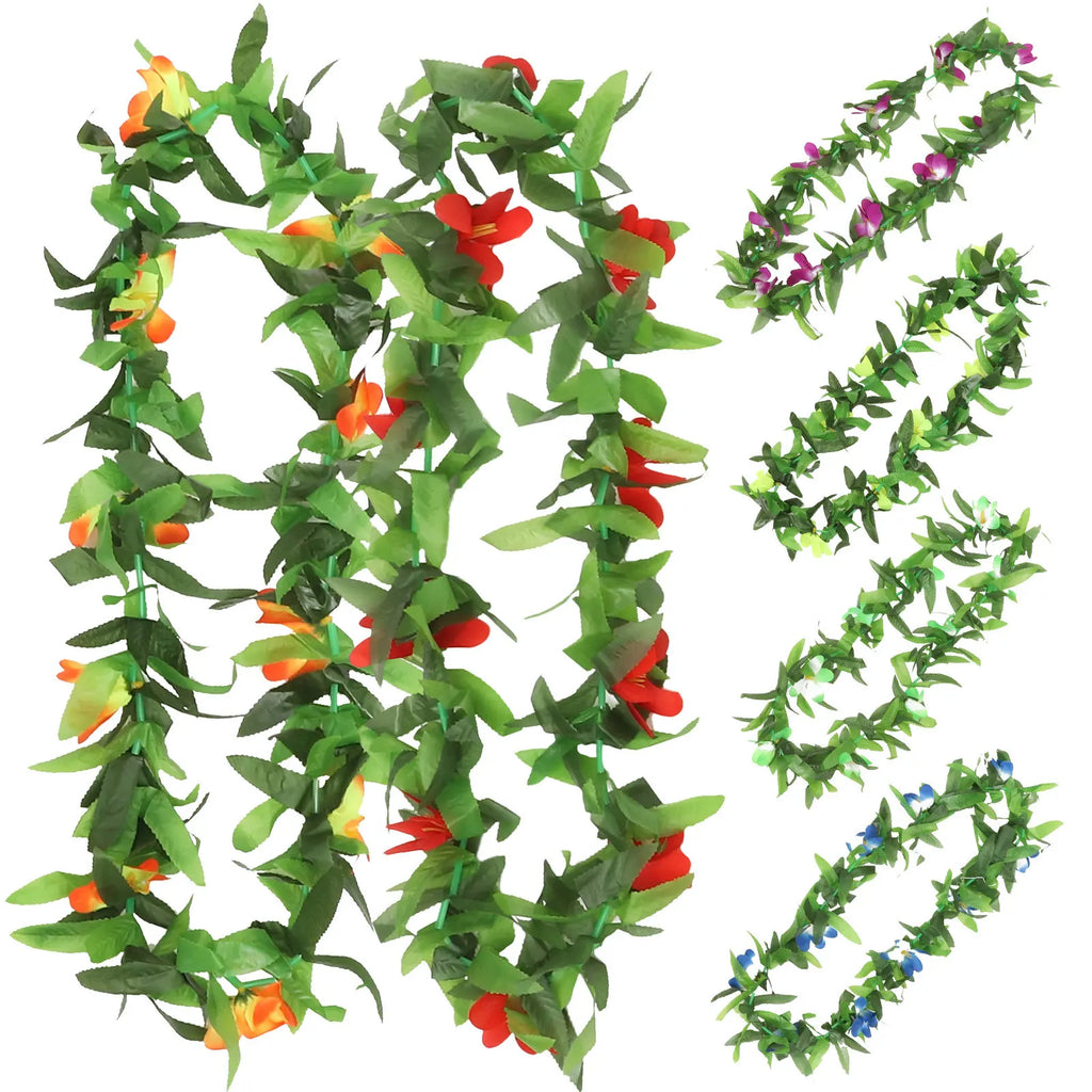 6Pcs Hawaiian Party Leis Colorful Artificial Flower Garlands Lightweight Durable for Luau Beach Wedding Festival Party Decor Zpaxo